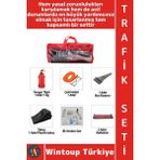Wintoup #trafikseti Tüvtürk Uyumlu Acil Durum Yangın Tüpü Reflektör Buz Kazıyıcı Takoz Araç Çeki Halatı 38 Parça Tam Kapsamlı Pratik Taşıma Çantalı Trafik Ilk Yardım Seti