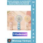 Wintoup #vantilatör Kompakt Mini Çanta Boy Gündelik Seyahat Tipi Taşınabilir Hafif Sessiz Çalışma Ev Ofis Yaz Serinleme Şık Sevimli Figürlü Tasarım 3 Kademeli Şarjlı El Fanı Vantilatör