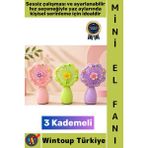 Wintoup #vantilatör Kompakt Taşınabilir Hafif Sessiz Çalışma Ev Ofis Seyahat Yaz Serinleme Sevimli Şık Renkli Çiçek Süslemeli 3 Kademeli Şarjlı Mini El Fanı Vantilatör