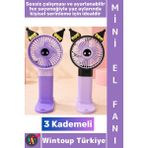 Wintoup #vantilatör Seyahat Tipi Kompakt Taşınabilir Hafif Sessiz Çalışma Ev Ofis Yaz Serinleme Şık Sevimli Anime Figürlü 3 Kademeli Şarjlı Mini El Fanı Vantilatör