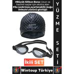 Wintoup #YüzmeSeti Büyük Beden Silikon Bone Ayarlanabilir Su Geçirmez Buğu Önleyici Yüzücü Gözlüğü İkili Set