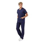 Wio Uniform KOTON SERİSİ ERKEK LACİVERT BASIC DOKTOR, HEMŞİRE FORMA TAKIM XL