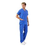 Wio Uniform KOTON SERİSİ ERKEK SAKS MAVİ BASIC DOKTOR, HEMŞİRE FORMA TAKIM XL