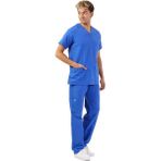Wio Uniform Koton Serisi Erkek Saks Mavi Basic Doktor, Hemşire Forma Takım