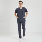 Wio Uniform Likralı Dinamik Basic Doktor, Hemşire Forması – Erkek, Koyu Gri