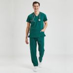 Wio Uniform Likralı Dinamik Basic Doktor, Hemşire Forması – Erkek, Yeşil - XL