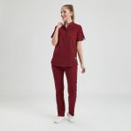 Wio Uniform Likralı Dinamik Crocus Doktor, Hemşire Forması – Kadın, Bordo - XL