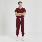 Wio Uniform Likralı Dinamik Jogger Doktor, Hemşire Forma Takım - Erkek, Bordo - 2XL