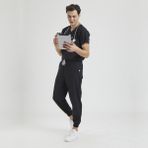 Wio Uniform Likralı Dinamik Jogger Doktor, Hemşire Forma Takım - Erkek, Siyah - 2XL