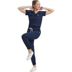 Wio Uniform Lıkralı Dinamik Jogger Doktor, Hemşire Forma Takım - Kadın, Lacivert - 2XL