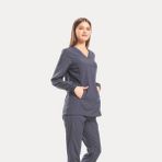 Wio Uniform Likralı Dinamik Tulip Doktor, Hemşire Forma Takım - Kadın, Koyu Gri