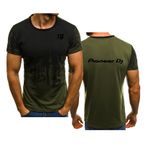 WIOSEN Erkek bisiklet yaka Tee gömlek Pioneer DJ degrade kısa kollu eğitim süt ipek hafif T-Shirt koşu üstleri hızlı kuru gevşek iş kıyafeti, yeşil, L