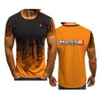 WIOSEN Erkek Crewneck Tee gömlek Mass Effect N7 baskılı degrade kısa kollu eğitim Tees T-Shirt koşu nem emici iş kıyafeti hızlı kuru Tops, Turuncu, 3XL
