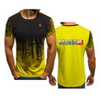 WIOSEN Erkek Crewneck Tee gömlek Mass Effect N7 baskılı degrade kısa kollu eğitim Tees T-Shirt koşu nem emici iş kıyafeti hızlı kuru Tops, Yellow, M