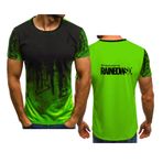 WIOSEN Erkek Gökkuşağı Altı Baskılı Süt İpek Rahat Tişört Moda Basit Yarım Kollu Dış Mekan Hızlı Kuruyan Sweatshirt Yazlık İş Gömlekleri, Camgöbeği-M