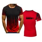 WIOSEN Erkek Gökkuşağı Altı Baskılı Süt İpek Rahat Tişört Moda Basit Yarım Kollu Dış Mekan Hızlı Kuruyan Sweatshirt Yazlık İş Gömlekleri, Kırmızı-L