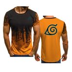 WIOSEN Erkek T-shirt degrade Tees Sharingan baskı rahat kısa kollu rahat hafif Unisex iş kıyafeti egzersiz gevşek üstleri giysi, Turuncu, S