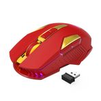 Wireless Gaming Mouse, MAGIC-REFINER X18-G502 2.4G Computer Mouse Silent Click with USB Receiver, 2400 DPI Optical, 7 RGB Light, Rechargeable Ultra-Long Life Battery, for PC/Mac/PS4/XBOX - Red