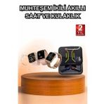 Wireless Şarjlı Akıllı Saat ve Dijital Göstergeli Kablosuz Bluetooth Kulaklık Nabız Ölçer
