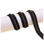 Wisafory 10 Yards Boncuklu Bant Dantel Şerit Dekoratif Bant Süs Bandı Hediye Bandı İnci Dantel Şerit Aplike Boncuk Bant Dikiş Aksesuarı Düğün El İşi Kıyafet Saç Takısı Siyah 2#