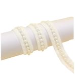 Wisafory 15 Yards Boncuklu Bant Dantel Şerit Dekoratif Bant Süs Bandı Hediye Bandı İnci Dantel Şerit Aplike Boncuk Bant Dikiş Aksesuarı Düğün El İşi Kıyafet Saç Takısı Beyaz