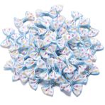 Wisafory 30 adet fiyonk noktalı mini saten bant, kurdele, saten bant, küçük fiyonk, kendin yap, el işi, dikiş, kartlar, düğün, dekorasyon, hediye paketi, 2,7 x 3,7 cm, mavi