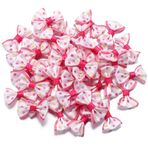 Wisafory 30 adet fiyonk noktalı mini saten bant, kurdele, saten bant, küçük fiyonk, kendin yap el işi, dikiş, kartlar, düğün, dekorasyon, hediye paketi, 2,7 x 3,7 cm, pembe kırmızı
