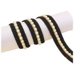 Wisafory 5 Yards Boncuklu Bant Dantel Bandı Dantel Şerit Dekoratif Bant Süs Bandı Hediye Bandı İnci Dantel Şerit Aplike Boncuk Bant Dikiş Aksesuarı Düğün Kendin Yap El İşi Kıyafet Saç Takısı Siyah 3#