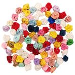 Wisafory 50 adet saten gül, mini kurdele, güller, kumaş çiçekler, dikiş için, yapay gül kafaları, renkli çiçekler, aplikasyonlar, kumaş güller, başlar, serpme dekorasyon, kendin yap el işi, kıyafet