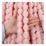 Wisafory Suni kürk ponpon, püsküllü süsleme, 3 cm, dikiş, dantel bant, mini suni kürk, ponpon, pofuduk, kürk ponpon, ev perdesi, yastık, kıyafet, kendin yap dekorasyon, pembe, 10 metre