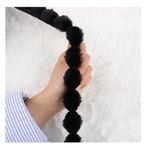 Wisafory Suni kürk ponpon püsküllü süsleme, 3 cm dikiş, dantel bant, mini suni kürk, ponpon, pofuduk, kürk ponpon, ev perdesi, yastık, kıyafet, kendin yap dekorasyon, siyah, 3 metre