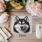 Wisdom Rain Gri Zeminli Sibirya Kurdu El Çizimi Mousepad - 19X23 cm 2 mm Dikdörtgen Ithal Baskılı Mouse Pad