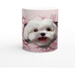 Wisdom Rain Pembe Çatlaktan Bakan Maltese Terrier Temalı Baskılı Kupa Bardak - Renkli
