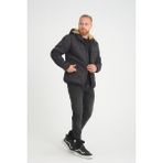 Wise Erkek Içi Kürklü Su ve Rüzgar Geçirmez Kapüşonlu Kışlık Mont & Kaban - Siyah - 2XL