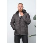 Wise Erkek Kapüşonlu Içi Polarlı %100 Polyester Şişme Mont - Antrasit - 3XL