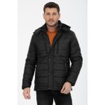Wise Erkek Kapüşonlu Içi Polarlı %100 Polyester Şişme Mont - Siyah