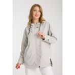 Wise Kadın Kapüşonlu Trençkot %99 Polyester Taş Renkli Rahat Kesim Günlük Kullanım İçin - 001-Taş