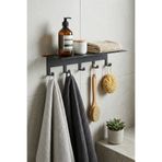 wise tree Yapışkanlı Mat Siyah Metal Banyo Rafı Lazer Kesim 5 Kancalı Havluluk Çok Amaçlı Duvar Organizeri