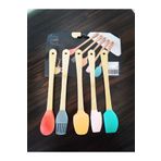 WISEM 5 Parça Mini Silikon Kaşık Spatula Fırça Seti