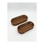 WISEM Hasır 2'li Set Oval Organizer Kaşıklık ve Çatal Bıçak Sepeti