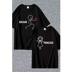 Wish BF 2 li Sevgili Çİft Kombini Dear Prıncess Baskılı T-shirt Unisex Salaş Oversize Boyfirend