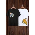Wish BF 2 li Tom Jerry Çift Sevgili Arkadaş Kardeş Kombin Hediye Doğum Günü Sevgililer Günü Tişört T-shirt