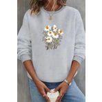 Wish BF Papatya Demeti Baskılı Bisiklet Yaka Şardonlu Sweatshirt