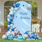 Wish Care 7.2FT Mavi Kemer Arka Plan Örtüsü - Spandex Gömme Düğün Kemer Standı Kapakları Yuvarlak Üst Chiara Kemer Arka Plan Kapağı Doğum Günü Partisi Ziyafet Fotoğraf Arka Plan Dekorasyonu için