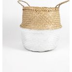 Wisha Natural El Yapımı Yarı Beyaz Renkli Natural Hasır Sepet - Small Boyut 25X25 Cm