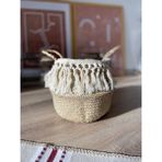 Wisha Natural Makromeli Small Boy Katlanabilir Hasır Sepet / Saksılık 25X25CM