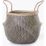 Wisha Natural Zigzag Small Boy Katlanabilir Hasır Sepet / Saksılık 25X25Cm