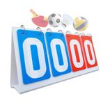 WishesMar 4 haneli taşınabilir katlanır gösterge tahtası, 4 haneli çentik sayma tahtası, yarışmalar, spor ekran tahtası, puan sayacı, basketbol, badminton, voleybol, masa tenisi, futbol için