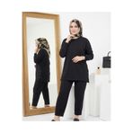 wishne Yanı Çıtçıtlı Uzun Tunik & Pantolon Tesettür Büyük Beden Alt Üst Takım 46-56
