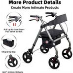 Witali Rölatör Frenli, Katlanabilir, Koltuklu Yürüteç Tekerlekli Rollator Walker Hasta Yürüteci - Gri